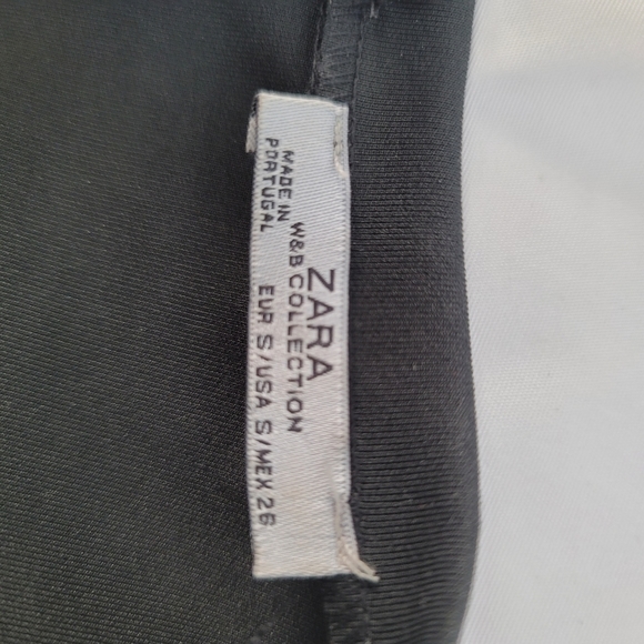 ZARA Peplum Black Vegan Leather Dress Sz S - Picture 7 of 8